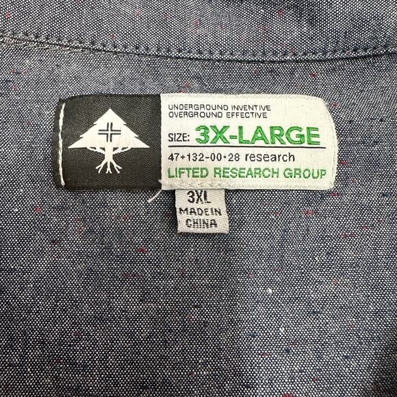 LRG Shirt Mens 3XL Blue Chambray Cotton Flecked Button Down Long Sleeve Collared - Picture 4 of 8
